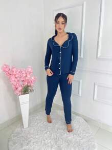 Women Pajama Sets - 藏蓝色 - 查看 4