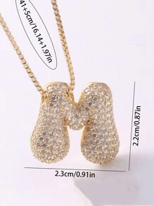 MECYLIFE 1pc Personalized Plump 3D Alphabet Pendant With Stainless Steel Snake Chain Women's New Fashion Asymmetrical Letter Necklace