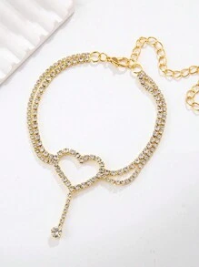 1pc Double-Layer Heart Charm Anklet For Summer Beach Vacation Valentines
