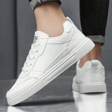 And Versatile White Sneakers For Men, Casual Lightweight Sports Shoes With Laces - White - View 5