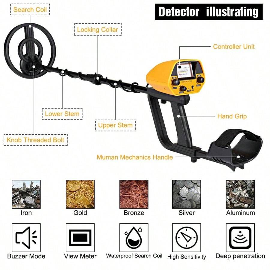 Professional Metal Detector MD-5090, Underground Depth Of 1 Meter, Gold ...