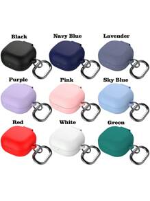 1pc Solid Color Silicone Anti-Drop Case + Runway Buckle Earbud Case Compatible With Samsung BudsLive/Galaxy Buds2Pro/FE Bluetooth Earphones Protective Cover, Multi-Color Options - Multicolor - View 2