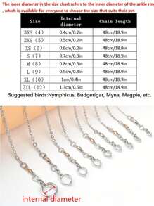 1set Stainless Steel Parrot Bird Harness & Leash, All Seasons - White - View 3