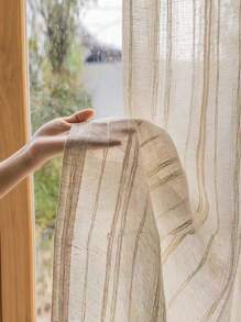 1 rèm vải lanh Jacquard, thích hợp cho trang trí phòng ngủ phòng công chúa, rèm riêng tư trong trang trại biệt thự bán trong suốt, rèm cửa sổ thoáng khí, rèm trang trí lãng mạn cho phòng khách, có thể giặt bằng máy - Màu be - Xem 2