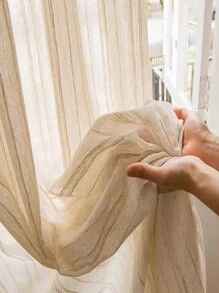 1 rèm vải lanh Jacquard, thích hợp cho trang trí phòng ngủ phòng công chúa, rèm riêng tư trong trang trại biệt thự bán trong suốt, rèm cửa sổ thoáng khí, rèm trang trí lãng mạn cho phòng khách, có thể giặt bằng máy - Màu be - Xem 6
