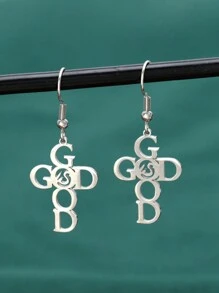 Juego de 2 a 8 piezas de aretes con forma de cruz, letra de fe "Gracia asombrosa Fe Dios" y corazón, colgante de oración, joyería para el Día de la Madre, la Madre, el Día de San Valentín, regalo