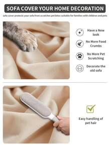 1 peça Capa de Sofá Elástica de Veludo Universal para Quatro Estações com Braços e Encostos para Sofá de 1/2/3/4 Lugares - Bege - Ver 6