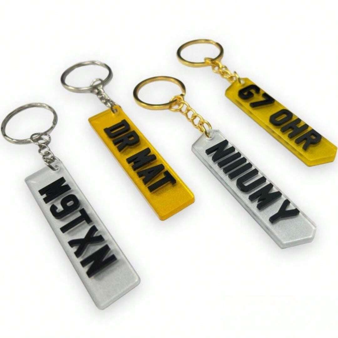 Custom 3D Number Plate Keyring, Personalized Name Keyring, Registration