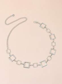 1 قطعة سلسلة معدنية مربعة للخصر للنساء، مزخرفة بنقش الزهور المفرغ، حزام بسيط وأنيق للاكسسوارات اليومية مع القمصان الطويلة والفساتين والتنانير وأربطة الصدر في الصيف والمدرسة والخريف وعيد الهالوين