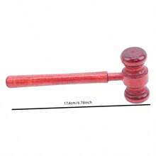 Juego de rol para niños "Juez en la corte", que incluye un martillo de juguete de madera para subastas y un mazo de minibloques para que los niños interpreten a abogados y jueces en un tribunal de justicia de madera - Color caoba - Ver 3