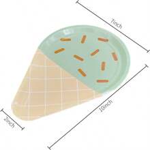 صحون حفلة الآيس كريم، صحون أطباق تقديم الأطباق التمهيدية 10 بوصة للتخلص منها للكيك والحلويات والفاكهة وحفلات عيد الميلاد الصيفية، صحون ذات موضوع عصير الآيس كريم الحلو والجذاب للاحتفال والحفلات والنزهات