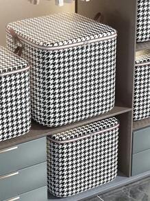 1pc Non-Woven Fabric Wardrobe Storage Bag, Can Store Clothes & Bedding, Large Capacity, Moving Packing Bag, Luggage Bag, Large Capacity Non-Woven Bedding Storage Bag, Clothing Packing Box, Bedding Organizer Bag, Dust-Proof Fabric Clothing Storage Bag, Moisture-Proof Clothing Organizer Bag - Black and White - View 7