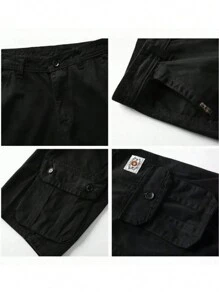 Pantalones cortos para hombre . Hombres Shorts cargo con bolsillo con solapa sin cinturón. Bermuda Tipo Cargo Work Shorts Táticos Uso Tudo Bermudas, Manfinity Shorts De Carga Para Hombre De Ajuste Holgado Con Bolsillo De Solapa Lateral - Verde militar - Ver 11