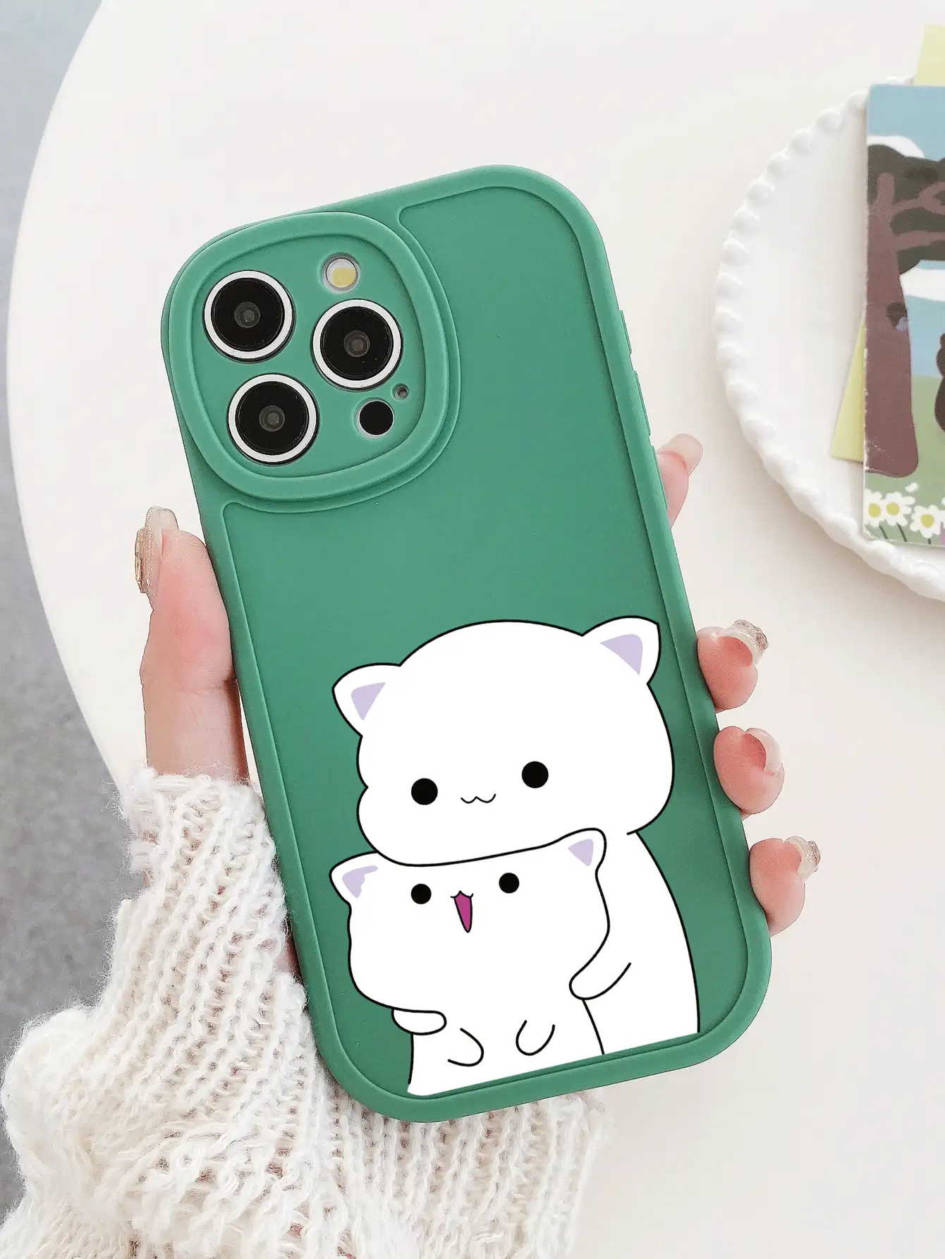 1 Ốp lưng điện thoại mờ hình mèo hoạt hình mắt to, tương thích với iPhone - Nhiều màu - Xem 2