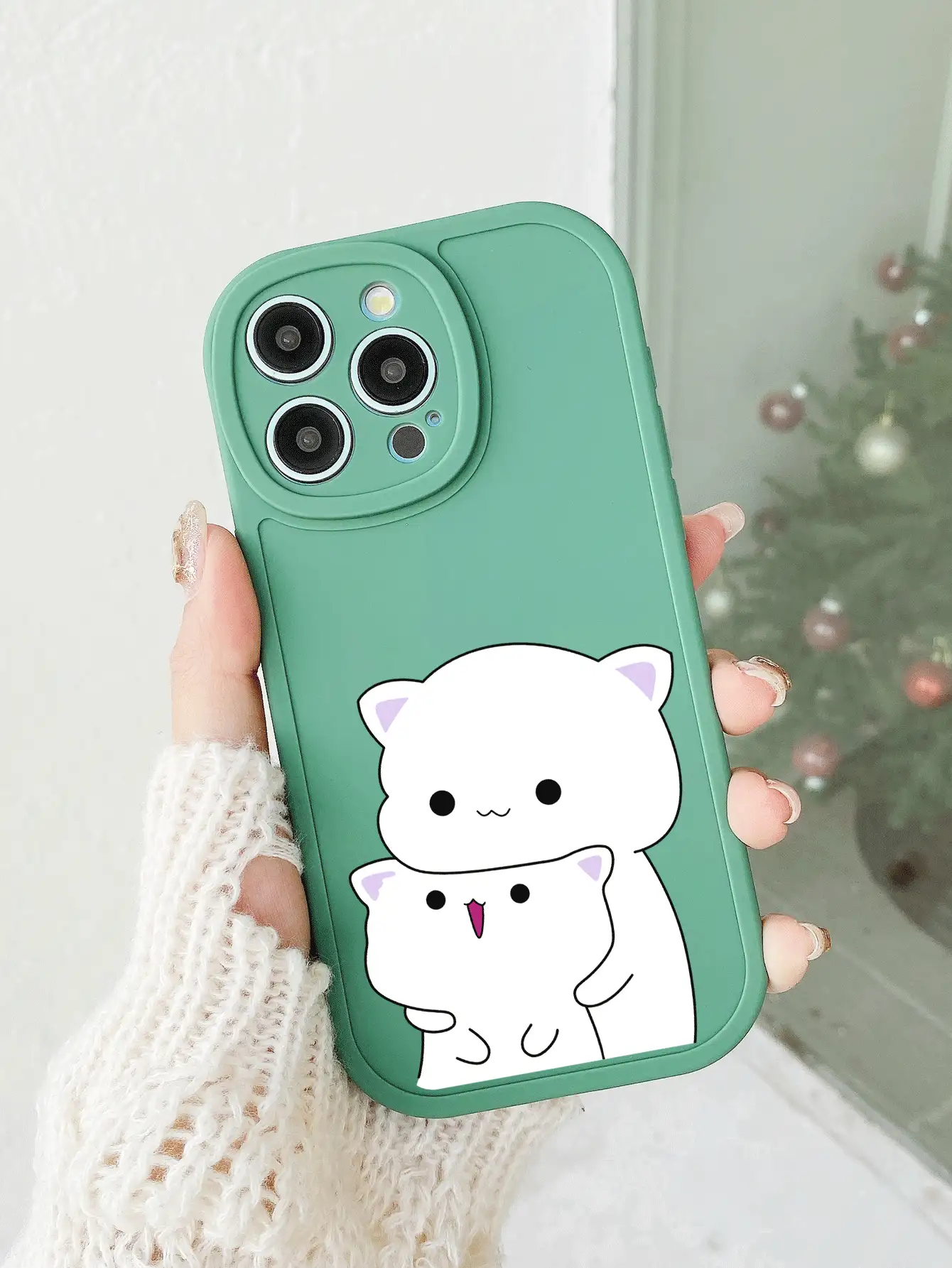1 Ốp lưng điện thoại mờ hình mèo hoạt hình mắt to, tương thích với iPhone - Nhiều màu - Xem 4