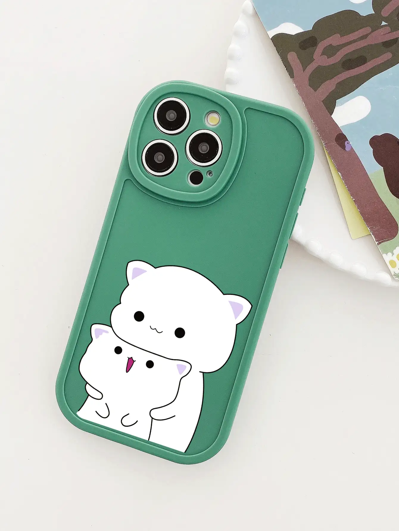 1 Ốp lưng điện thoại mờ hình mèo hoạt hình mắt to, tương thích với iPhone - Nhiều màu - Xem 3