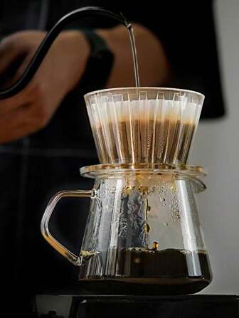 1 件波浪咖啡滴滤器水晶眼手冲咖啡滤杯咖啡壶平底增加均匀度 .50 片手工研磨咖啡粉一次性滤纸碗形木浆美式手工咖啡蛋糕杯滤纸学校用品返校