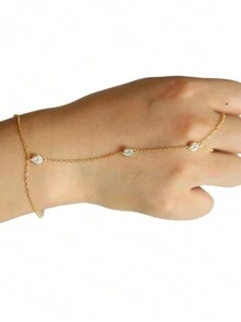 SYMFNY 1入組925銀流行人工鋯石鑲嵌手鏈戒指 - 金黃色 - 查看 2