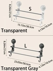 wuyun 1pc Towel Rack, Bathroom Towel Rail, Punch-Free, Bathroom Storage Rack, Strong Suction Towel Hanger, Bath Towel Holder, Detachable Double Rod Towel Rack - Multicolor - View 2