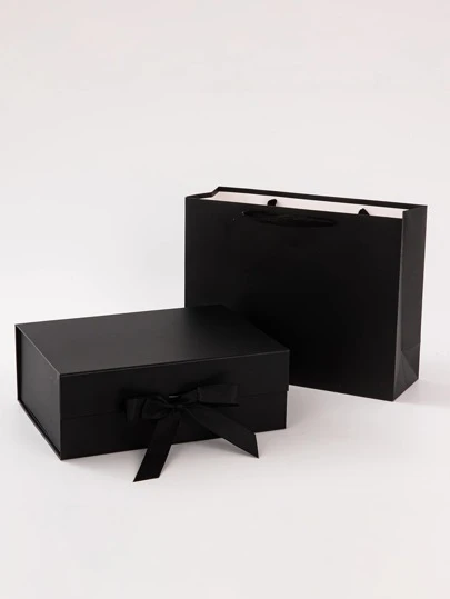 2pcs Gift Wrap Set - Solid-Colored Gift Bags And Gift Boxes, DIY Foldable Double-Opening Gift Box, Suitable For Parties, Festivals, Birthdays, Saudi National Day, Weddings, Wedding Favors, Home Gatherings, And Gift Wrapping,