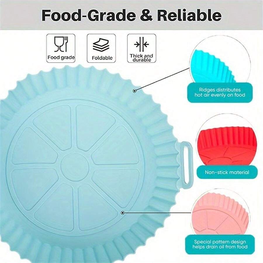 Air Fryer Silicone Pot Heat Resistant, NonStick, Washable, Round