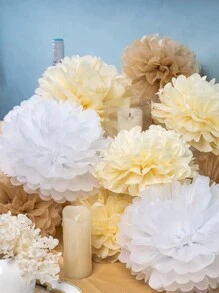 15个波西米亚风纸花球，香槟色系，中性派对装饰，奶油色和浅棕色纸花，适用于婚礼、生日、订婚派对、波西米亚风新娘送礼会、派对用品、圣诞节等场合。 - 彩色 - 查看 5