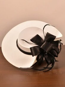 Chapéu Elegante Feminino, Chapéu de Moda Francesa, Mini Chapéu de Noiva, Chapéu de Estilo Britânico, Chapéu de Senhora, Chapéu Vintage, Chapéu com Laço, Tiara para Festa de Aniversário, Chapéu para Banquete de Casamento, Chapéu Preto, Chapéu de Corrida, Chapéu Formal, Chapéu Oversized