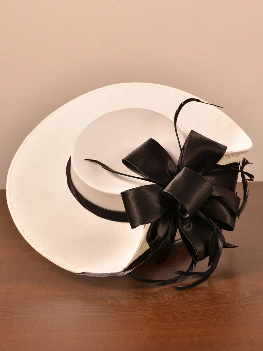 Chapéu Elegante Feminino, Chapéu de Moda Francesa, Mini Chapéu de Noiva, Chapéu de Estilo Britânico, Chapéu de Senhora, Chapéu Vintage, Chapéu com Laço, Tiara para Festa de Aniversário, Chapéu para Banquete de Casamento, Chapéu Preto, Chapéu de Corrida, Chapéu Formal, Chapéu Oversized