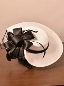 Chapéu Elegante Feminino, Chapéu de Moda Francesa, Mini Chapéu de Noiva, Chapéu de Estilo Britânico, Chapéu de Senhora, Chapéu Vintage, Chapéu com Laço, Tiara para Festa de Aniversário, Chapéu para Banquete de Casamento, Chapéu Preto, Chapéu de Corrida, Chapéu Formal, Chapéu Oversized