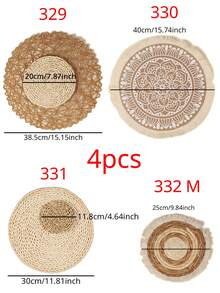 1PC/4 chiếc Giỏ treo tường trang trí phong cách Bohemian, Giỏ treo tường tròn phẳng phong cách Bohemian có tua rua, Giỏ nghệ thuật dệt treo tường bằng mây trang trí, Dùng cho phòng ngủ, nhà ở, phòng khách, trang trí tường bếp, trang trí nhà cửa, trang trí phòng, trang trí tường - Nhiều màu - Xem 3