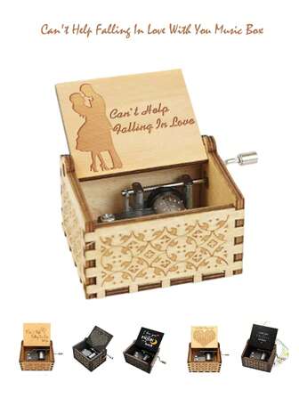 情不自禁坠入爱河木制音乐盒，古董雕刻音乐盒，爱情之盒，木制音乐盒 - 送给爱人、丈夫、妻子的礼物，生日/情人节礼物