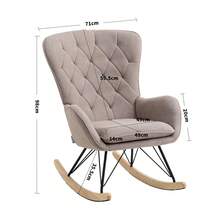LIVINGANDHOME Living And Home Modern Upholstered Rocking Chair For Living Room Bedroom - Light Grey - View 11