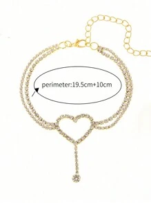 1pc Double-Layer Heart Charm Anklet For Summer Beach Vacation Valentines