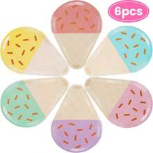 صحون حفلة الآيس كريم، صحون أطباق تقديم الأطباق التمهيدية 10 بوصة للتخلص منها للكيك والحلويات والفاكهة وحفلات عيد الميلاد الصيفية، صحون ذات موضوع عصير الآيس كريم الحلو والجذاب للاحتفال والحفلات والنزهات