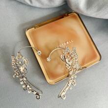 1 Paar Frauen Schmetterling Ohrmanschette Mit Strass Dekor Für Nicht Durchbohrte Ohren