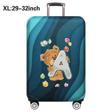 行李箱罩旅行箱罩适用于 18 至 32 英寸行李箱保护套男女户外假日旅行必备配件涤纶行李箱弹力防尘罩时尚首字母 A 至 Z 熊字母印花包适用于学校学校配件学校用品