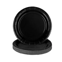 10st/20st Zwarte feestbenodigdheden Zwarte papieren borden Papieren servetten voor verjaardagen Bruiloft Halloween feestdecoraties Wegwerpserviessets Perfect voor feesten en evenementen,