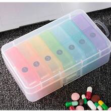 7-Day Pill Organizer Box, Weekly Tablet Holder Storage Container, Pill Dispenser Organizer - Multicolor - View 8
