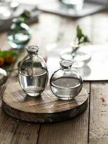 3pcs Mini Vase Set For Living Room Table Decoration, Small Diameter Hydroponic Flower Vases For Parties,Home Decor,Flower Vase,Centerpiece,Table Decor - Grey - View 2