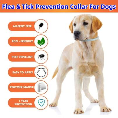 Natural ​Flea & Tick & Prevention Collar For Medium & Large Dogs, Waterproof, Soft,Comfortable,Adjustable, 8 Month Protection ,Length: 28in(1 Pack)
