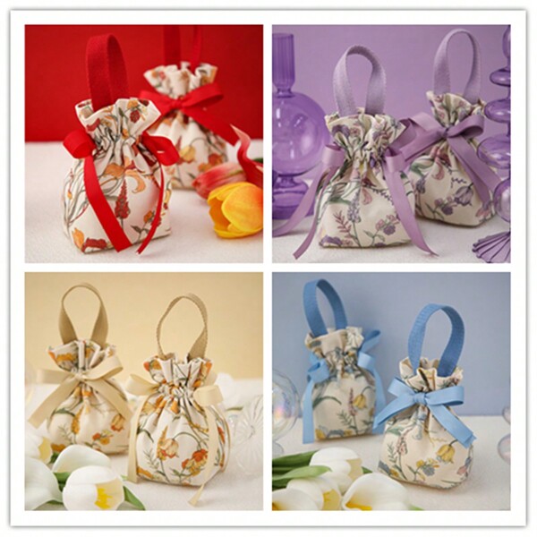 1/5/10pcs/Pack High Quality Gift Packaging Bags, Wedding, Christmas, Birthday Party Small Gift Bags, Drawstring Pouches