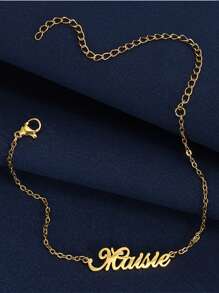 Personalisierte Namenskette für Frauen aus Edelstahl in Silber Farbe als Fußkettchen, modischer Fußschmuck