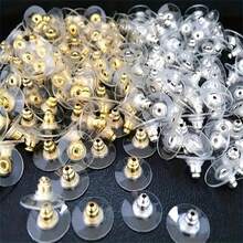 100pcs Round Earring Backs With Anti-Allergic Silicone Cushions And Non-Slip Design, DIY Jewelry Material - One Bag - View 1