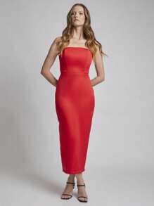 Women Midi Dresses - 紅色 - 查看 1