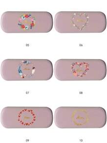 1 Pc Customized Name Women Glasses Box PU Myopia Glasses Organizer Case Sunglasses Storage Hard Shell Protector Portable Protective Container With Name Customiz Personalized DIY Pattern Travel Accessories For Pocket Purse - Pink - View 5