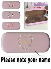 1 Pc Customized Name Women Glasses Box PU Myopia Glasses Organizer Case Sunglasses Storage Hard Shell Protector Portable Protective Container With Name Customiz Personalized DIY Pattern Travel Accessories For Pocket Purse - Pink - View 1