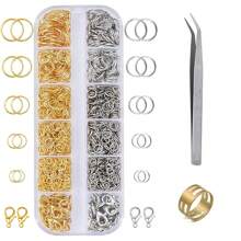 1 Box Jewelry Making Supplies Set, Zinc Alloy Jump Rings With Lobster Clasps For DIY Bracelet & Necklace Chain Making