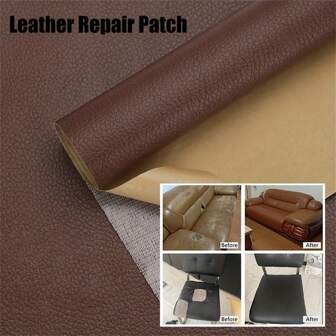 1pc 7.87in*11.81in Self Adhesive Leather Patch Sofa Repair Refurbishing Leather Sticker Furniture Table Chair Patch Adhesive Backed Leather Fabric