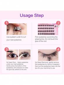 FindLove 50/100 Cụm Mi giả cong chữ C, hiệu ứng tự nhiên 3D, mi giả mềm mại 5D không cần keo, mi giả từng cụm riêng lẻ, mi giả dày gấp đôi, không cần keo, có thể tái sử dụng, mềm mại tự nhiên, mi giả dán, bền lâu. - C - Xem 9