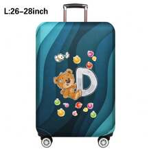 Luggage Cover Travel Case Cover For 18 To 32 Inch Luggage Protector Cases For Men Women Outdoor Holiday Travel Essentials Accessories Polyester Suitcase Elastic Dust Covers Fashion Initial Name A To Z Bear Letter Print Bag For School School Accessories School Stuff - Blue - View 37